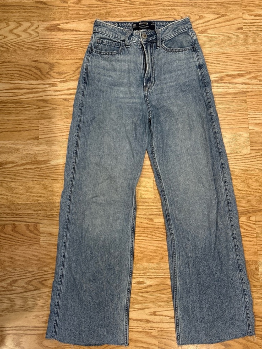 Hollister Washed Blue High-Rise Wide Leg Jeans